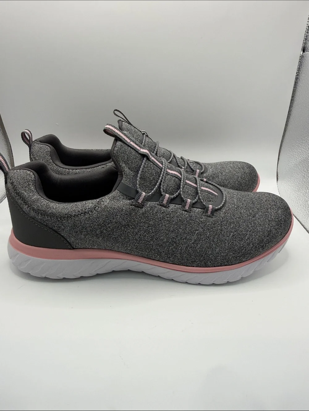 Gray & Pink Slip-On Knit Walking Sneakers NWOT